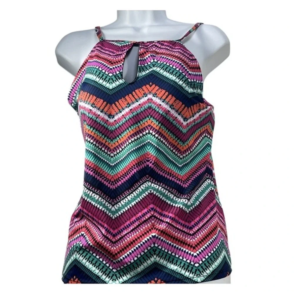 NWT AMERICAN BEACH  Geometric boho PADDED Tankini Top 12‎ beach pool